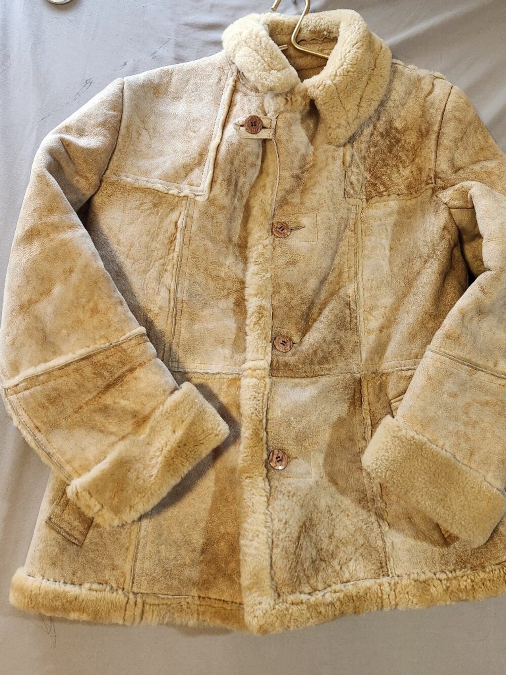 Genuine 70s/80s Sheepskin Shearling Car Coat Rancher Workwear
